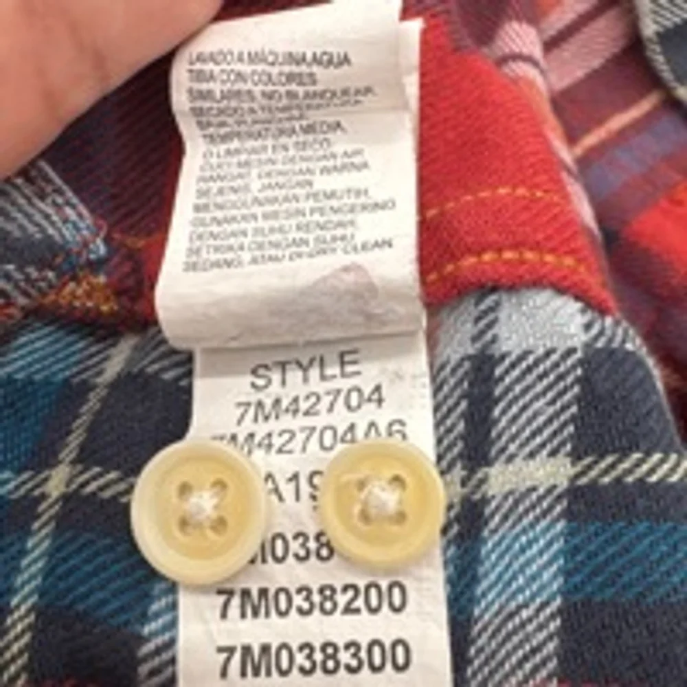 Men's LUCKY BRAND Plaid Flannel Shirt Size L Red Rust Blue - Picture 4 of 9